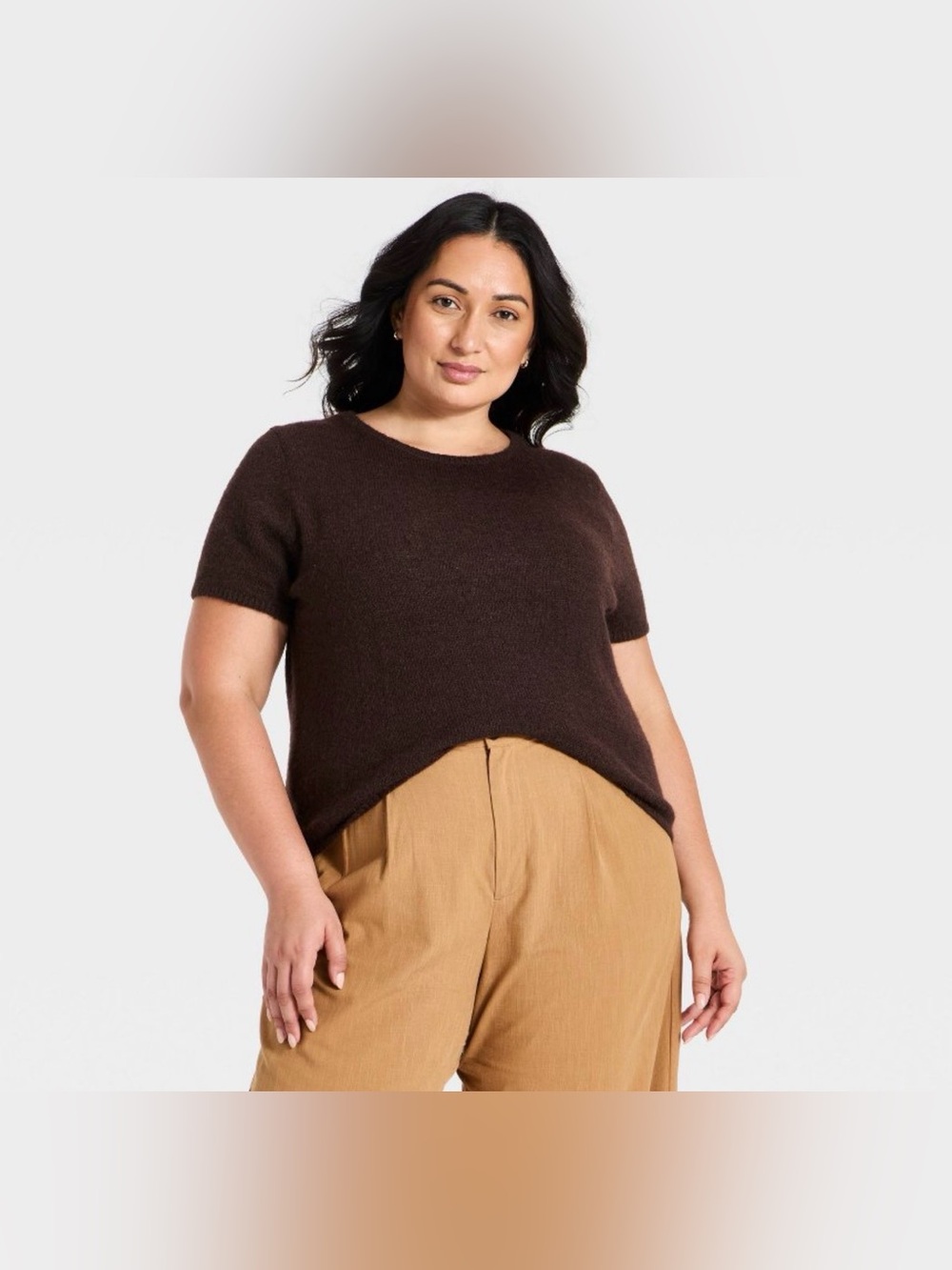Size 4X A new day knit crewneck pullover brown color